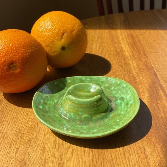 Handmade Other - Vintage Ceramic Cowboy Hat Green Citrus Juicer Ashtray Trinket Dish Folk MCM 70s